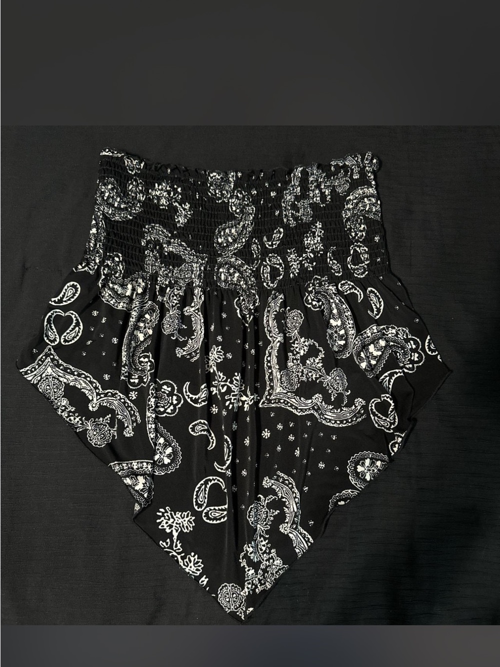 Chocolate Black & White Smocked High-Low Bandana Print tube top